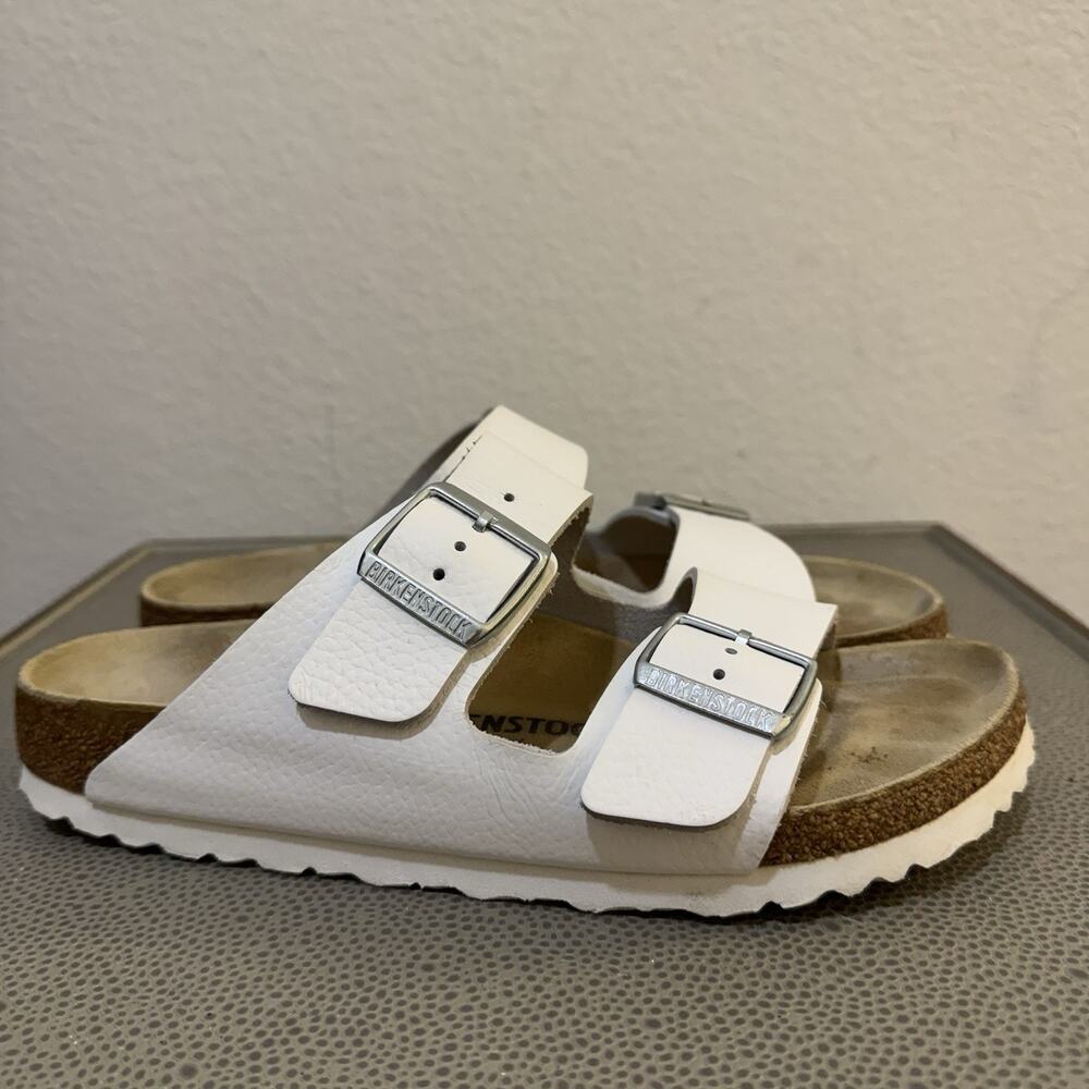 Birkenstock Arizona White Natural Leather Narrow - Sz 39 / 8 Womens